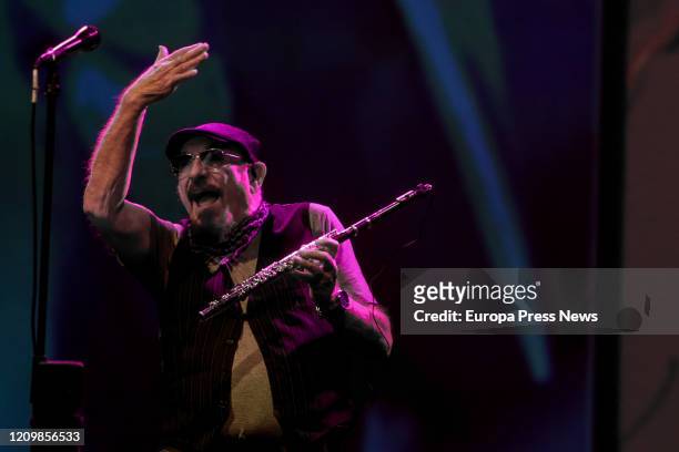 Singer Ian Anderson is seen on stage with his band Jethro Tull on the Prog Years concert on February 29, 2020 in Madrid, Spain.