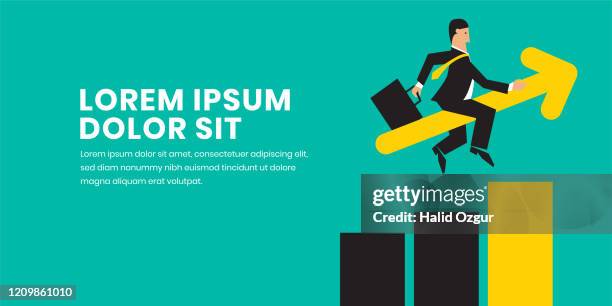 businessman flying with arrow - hand reaching forward stock illustrations