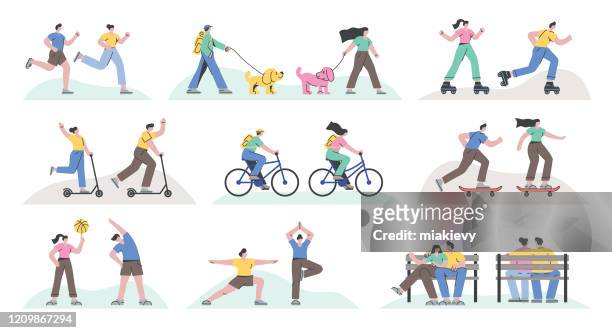 outdoor recreational activities - cycling stock illustrations