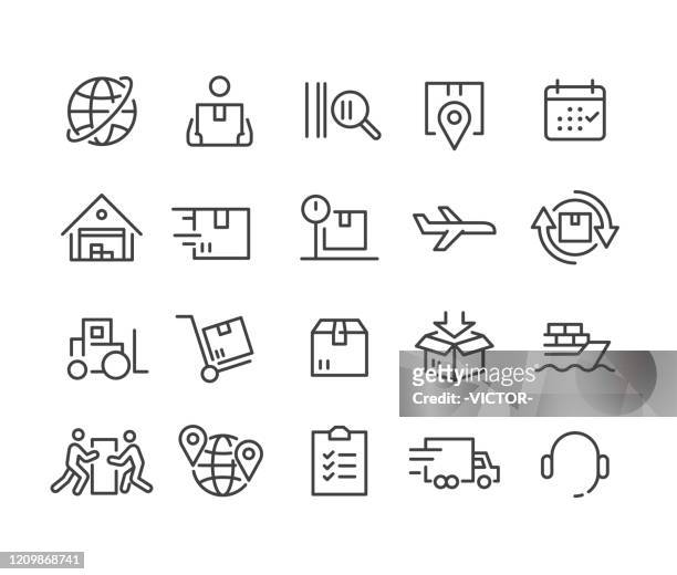 logistics and shipping icons - classic line series - post office stock illustrations