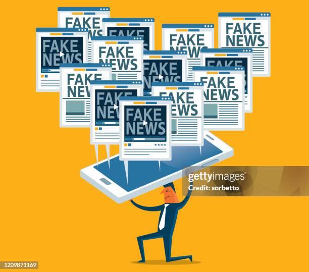 information overload - fake news - too much work stock illustrations