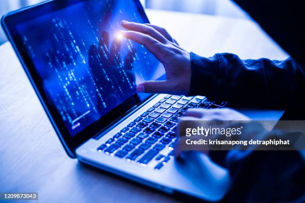 hacker concept,hacker attacking internet. - spyware stock pictures, royalty-free photos & images