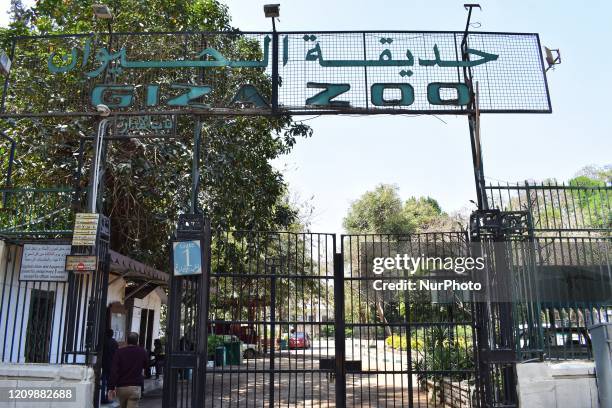 Entry of Giza Zoo, in Giza, Egypt, on April 14, 2020. As a preventive measure against the spread of the coronavirus it was closed to people.