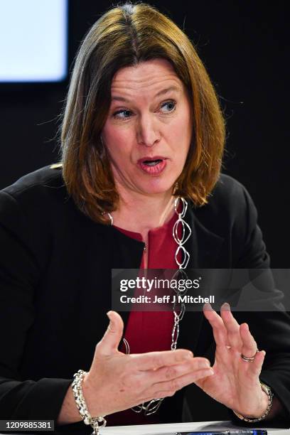 Scotland's Chief Medical Officer Dr Catherine Calderwood , First Minister Nicola Strugeon and Health Secretary Jeane Freeman, hold a Coronavirus...