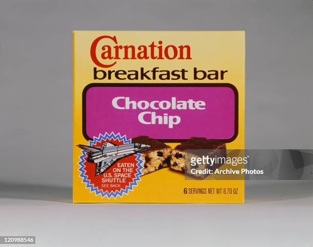 Chocolate bar box on grey background, close-up