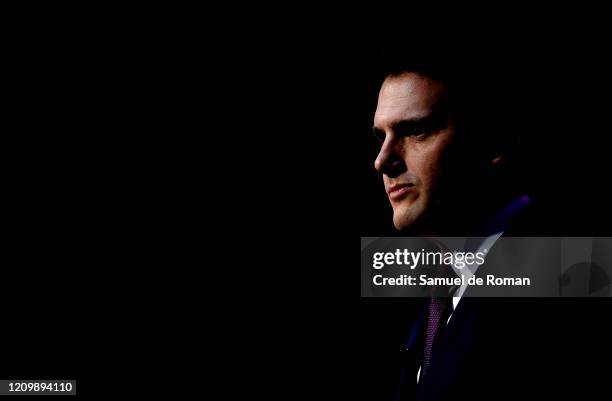 Spanish politician Albert Rivera attends 'Martinez Echevarria' press conference on March 02, 2020 in Madrid, Spain.