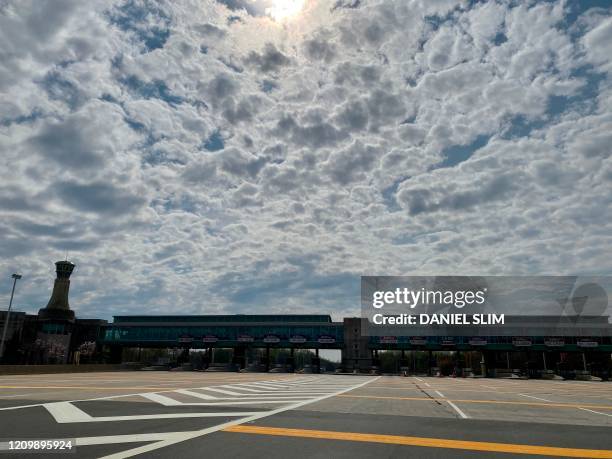 Empty toll plaza are seen on New Jersey Turnpike/I 95 one of the busiest highway in the United States on April 14, 2020 in New Jersey. - New York...