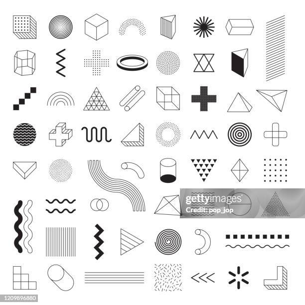 geometric shapes set vector - - simplicity icon stock illustrations