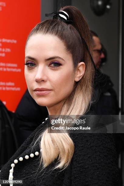 Ashley Benson attends the Giambattista Valli show as part of the Paris Fashion Week Womenswear Fall/Winter 2020/2021 on March 02, 2020 in Paris,...