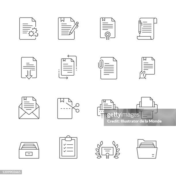 document line icon set - legal document stock illustrations