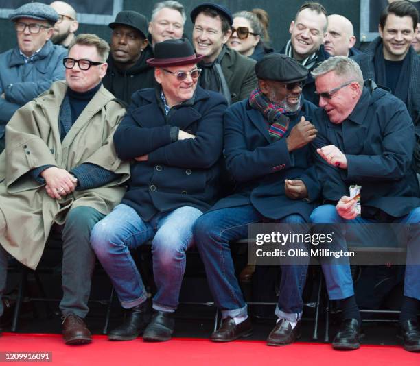 Mike Barson, Chas Smash, Lynval Golding and Graham McPherson aka Suggs of Madness during their Music Walk Of Fame Stone unveiling, the second stone...