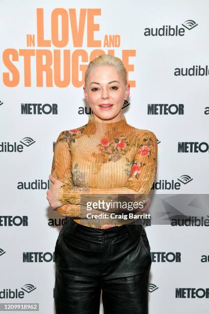 Rose McGowan attends as Audible presents: "In Love and Struggle" at Audible's Minetta Lane Theater on February 29, 2020 in New York City.