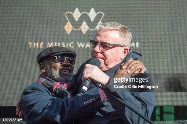 Lynval Golding , and Graham McPherson aka Suggs of Madness during the bands Music Walk Of Fame Stone unveiling, the second stone to be placed on...