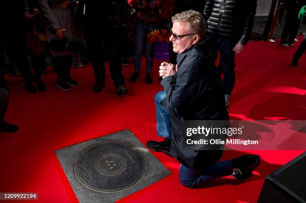 Graham McPherson aka Suggs of Madness during their Music Walk Of Fame stone unveiling, the second stone to be placed on Camden Highstreet on March...