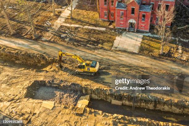 Burials take place on Hart Island on April 9, 2020 in the Bronx borough of New York. Hart Island's potter's field has experienced an influx of...