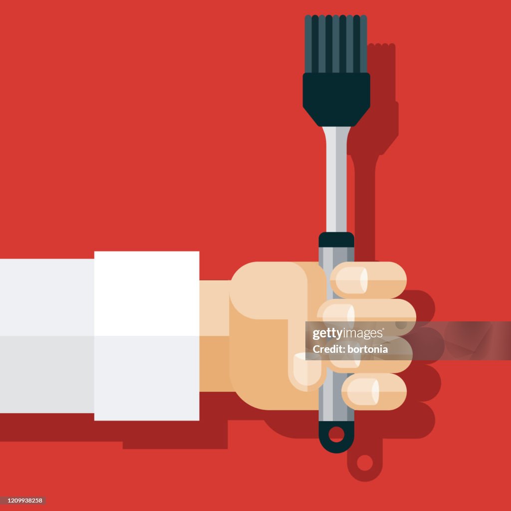 Hand Holding Basting Pinsel