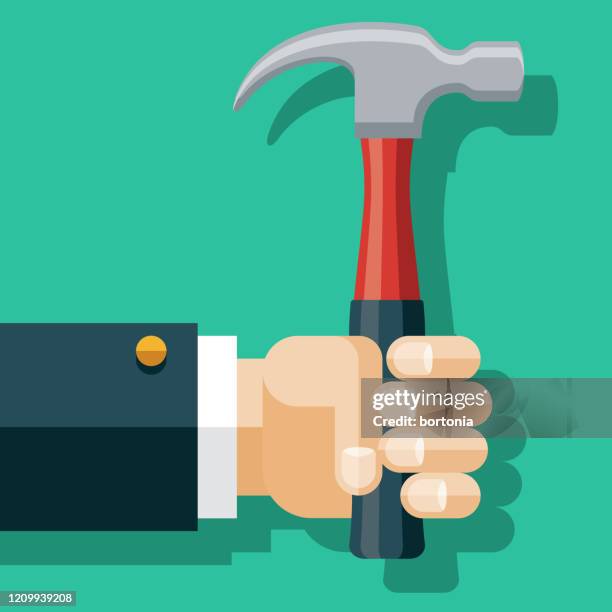 hand holding hammer - seattle art museum stock illustrations