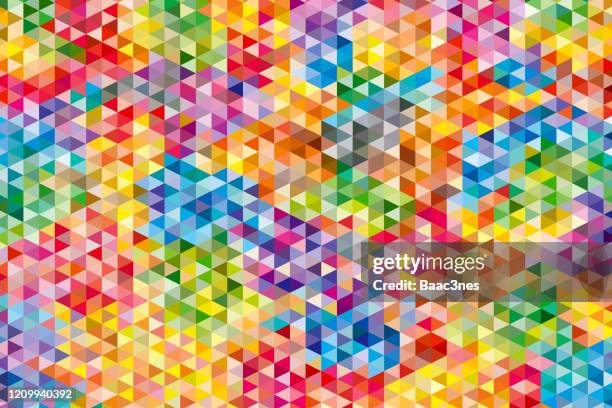 colored triangular abstract background - rainbow tile stock pictures, royalty-free photos & images