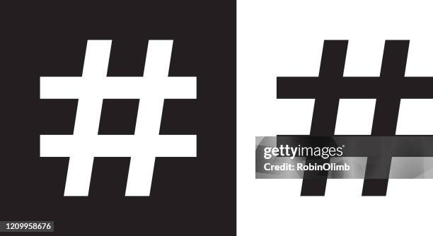 black and white hashtag icons - hashtag stock illustrations