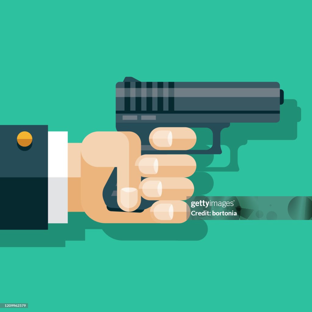 Hand Gun Point Icon Vector Hand With Gun
