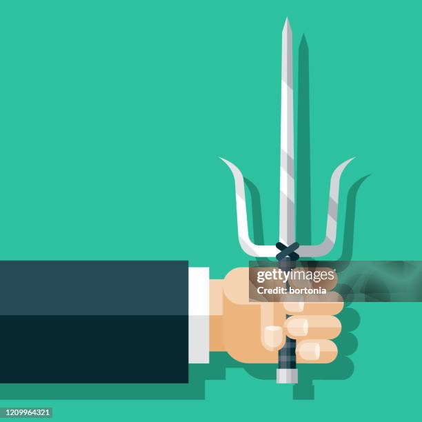 hand holding sai - ninja vector stock illustrations