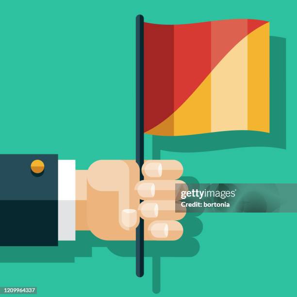 hand holding semaphore flag - hand waving flag stock illustrations