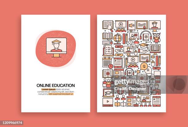 online education related design. modern vector templates for brochure, cover, flyer and annual report. - computer dashboard stock illustrations
