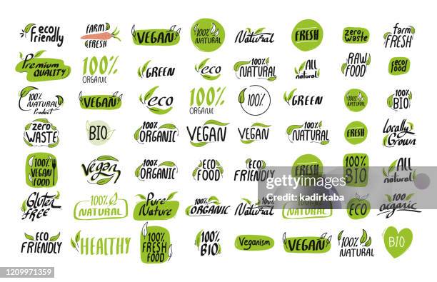 organic product icon set vector illustration symbol design element - raw food icons stock illustrations