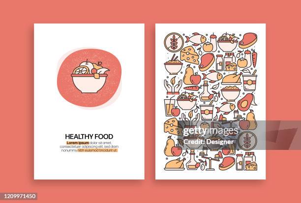 healthy food related design. modern vector templates for brochure, cover, flyer and annual report. - healthy eating illustration stock illustrations