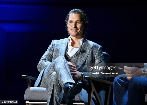 Matthew McConaughey speaks onstage during HISTORYTalks Leadership & Legacy presented by HISTORY at Carnegie Hall on February 29, 2020 in New York...