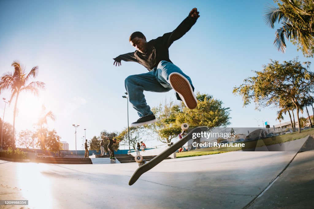 Young Man Skateboarding in Los Angeles