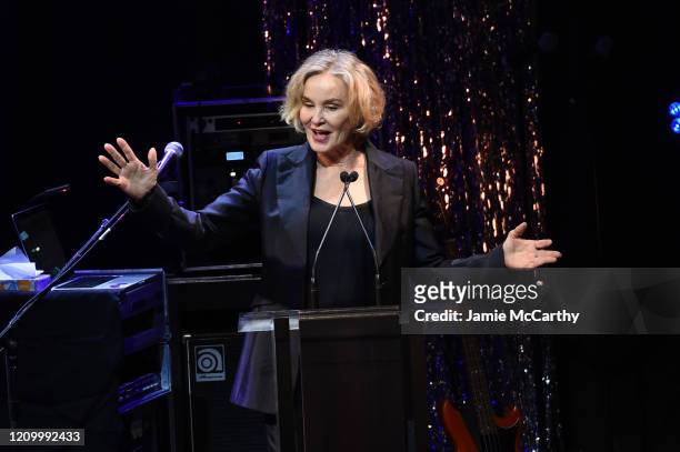 Jessica Lange speaks onstage at the Roundabout Theater's 2020 Gala at The Ziegfeld Ballroom on March 02, 2020 in New York City.
