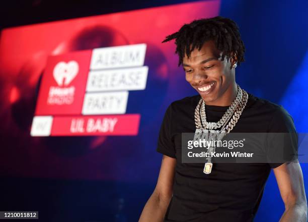 Lil Baby performs onstage during the iHeartRadio Album Release Party with Lil Baby at the iHeartRadio Theater on March 02, 2020 in Burbank,...