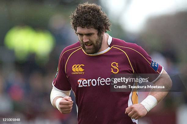 Jamie Mackintosh of Southland looks on during the round nine ITM Cup match between Southland and North Harbour at Rugby Park on August 13, 2011 in...