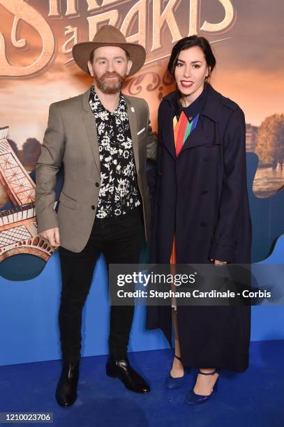 Mathias Malzieu and Olivia Ruiz attend the "Une Sirene A Paris" premiere at Cinema Max Linder on March 02, 2020 in Paris, France.