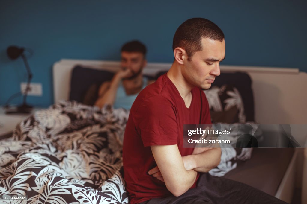 Gay couple having problems and conflict at home