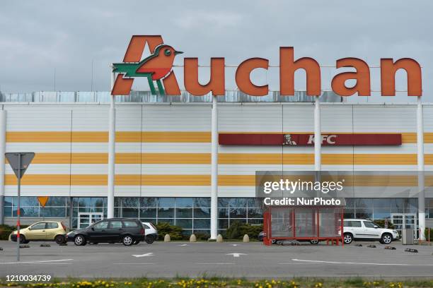 An empty parking outside Auchan shop in Krakow. On Wednesday, April 15 in Krakow, Poland.