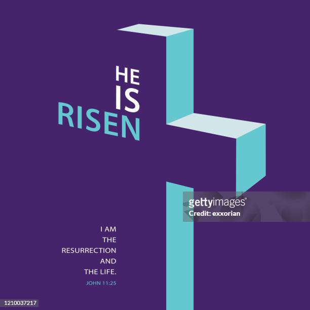 the risen savior concept - cross shape stock illustrations