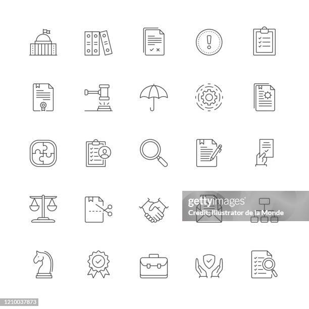 compliance line icon set - routine icon stock illustrations