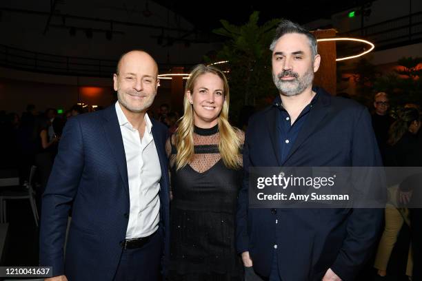 Chairman of FX Network and FX Productions, John Landgraf, president of Hulu, Kelly Campbell and director Alex Garland attend the after party for the...