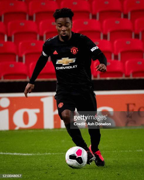 Angel Gomes of Manchester United in action during the Premier League 2 match between Stoke City U23s and Manchester United U23s at Britannia Stadium...