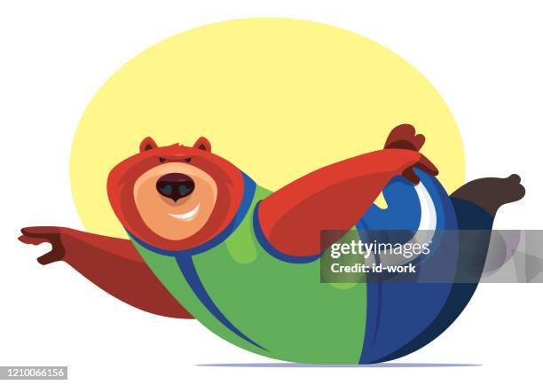 funny bear stretching - bear lying down stock illustrations