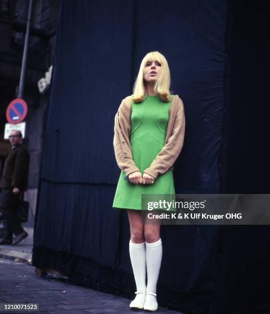 French ye-ye singer France Gall during the filming of German TV Show 'Vergissmeinnicht', Hamburg, Germany, circa 1965.