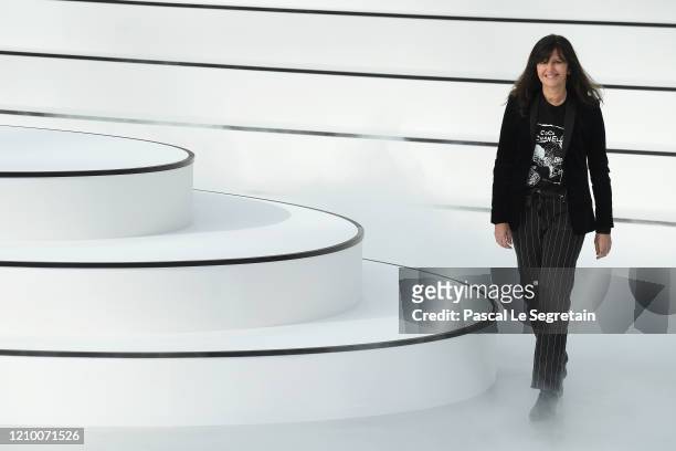 Designer Virginie Viard walks the runway during the Chanel as part of the Paris Fashion Week Womenswear Fall/Winter 2020/2021 on March 03, 2020 in...