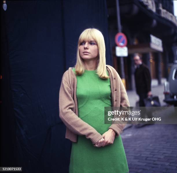 French ye-ye singer France Gall during the filming of German TV Show 'Vergissmeinnicht', Hamburg, Germany, circa 1965.