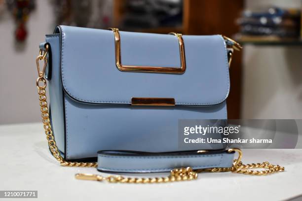 classy hand bag with a sleek finished look - metallic purse 個照片及圖片檔