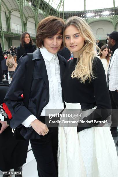 Ines de la Fressange and her daughter Violette d'Urso attend the Chanel show as part of the Paris Fashion Week Womenswear Fall/Winter 2020/2021 on...