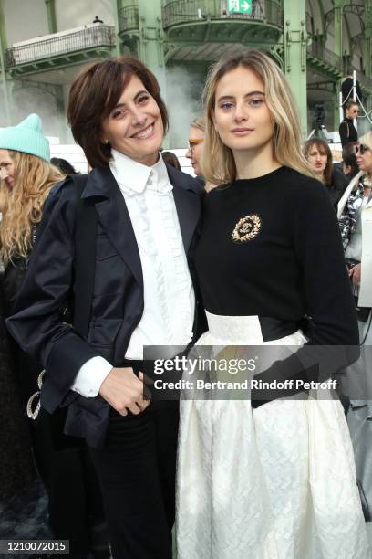 Ines de la Fressange and her daughter Violette d'Urso attend the Chanel show as part of the Paris Fashion Week Womenswear Fall/Winter 2020/2021 on...