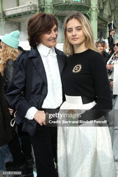 Ines de la Fressange and her daughter Violette d'Urso attend the Chanel show as part of the Paris Fashion Week Womenswear Fall/Winter 2020/2021 on...