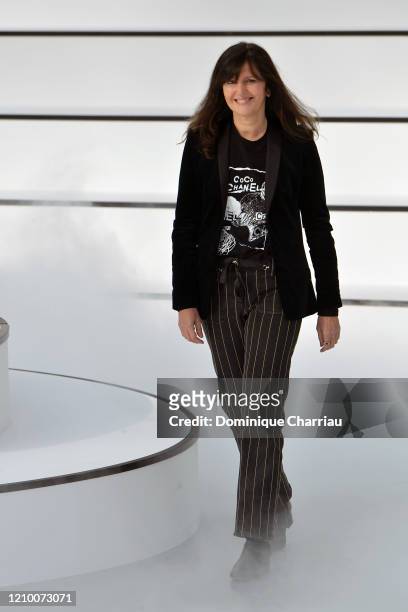 Designer Virginie Viard walks the runway during the Chanel as part of the Paris Fashion Week Womenswear Fall/Winter 2020/2021 on March 03, 2020 in...